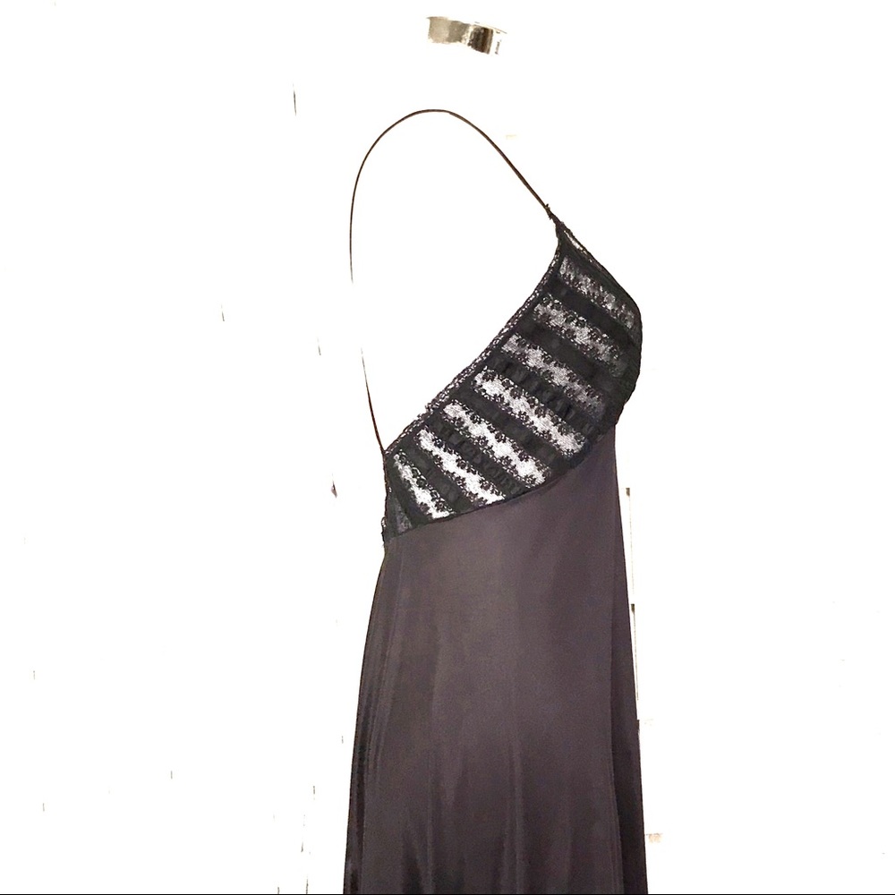 Rare Vintage Black Lace Long Negligée ILGWU USA Lily of France - Picture 15 of 16